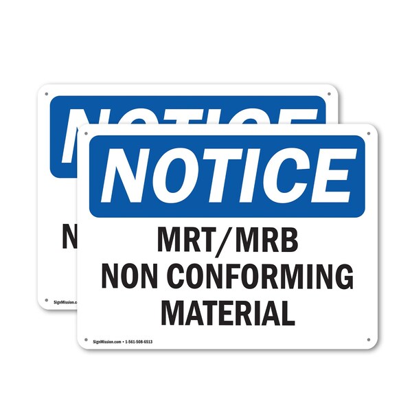 Signmission Mrt Mrb Nonconforming Material, 14 in W x Rectangle, Plastic OS-2PACK-NS-P-1014-L-14267 - main